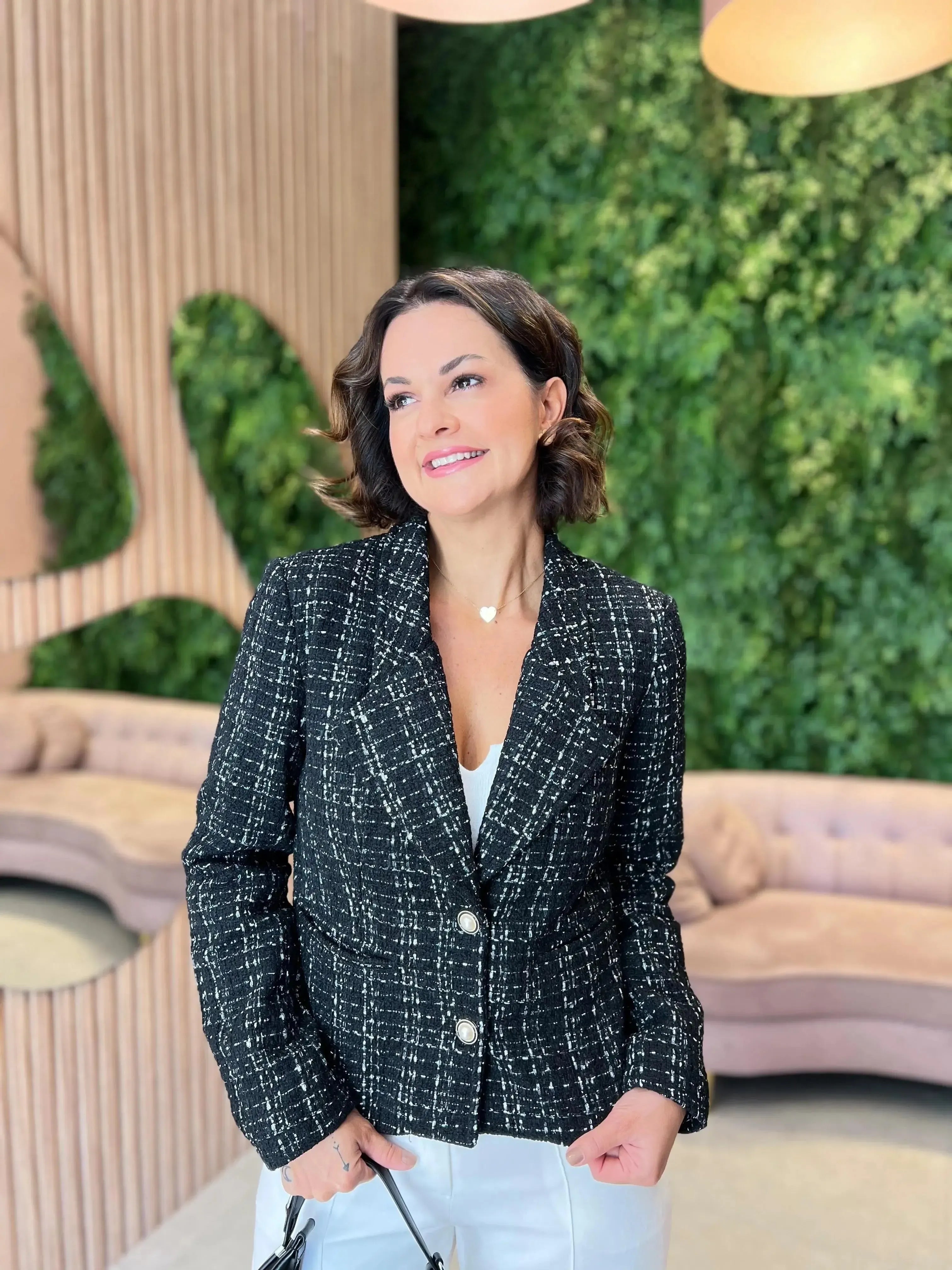 Blazer em Tweed, Preto