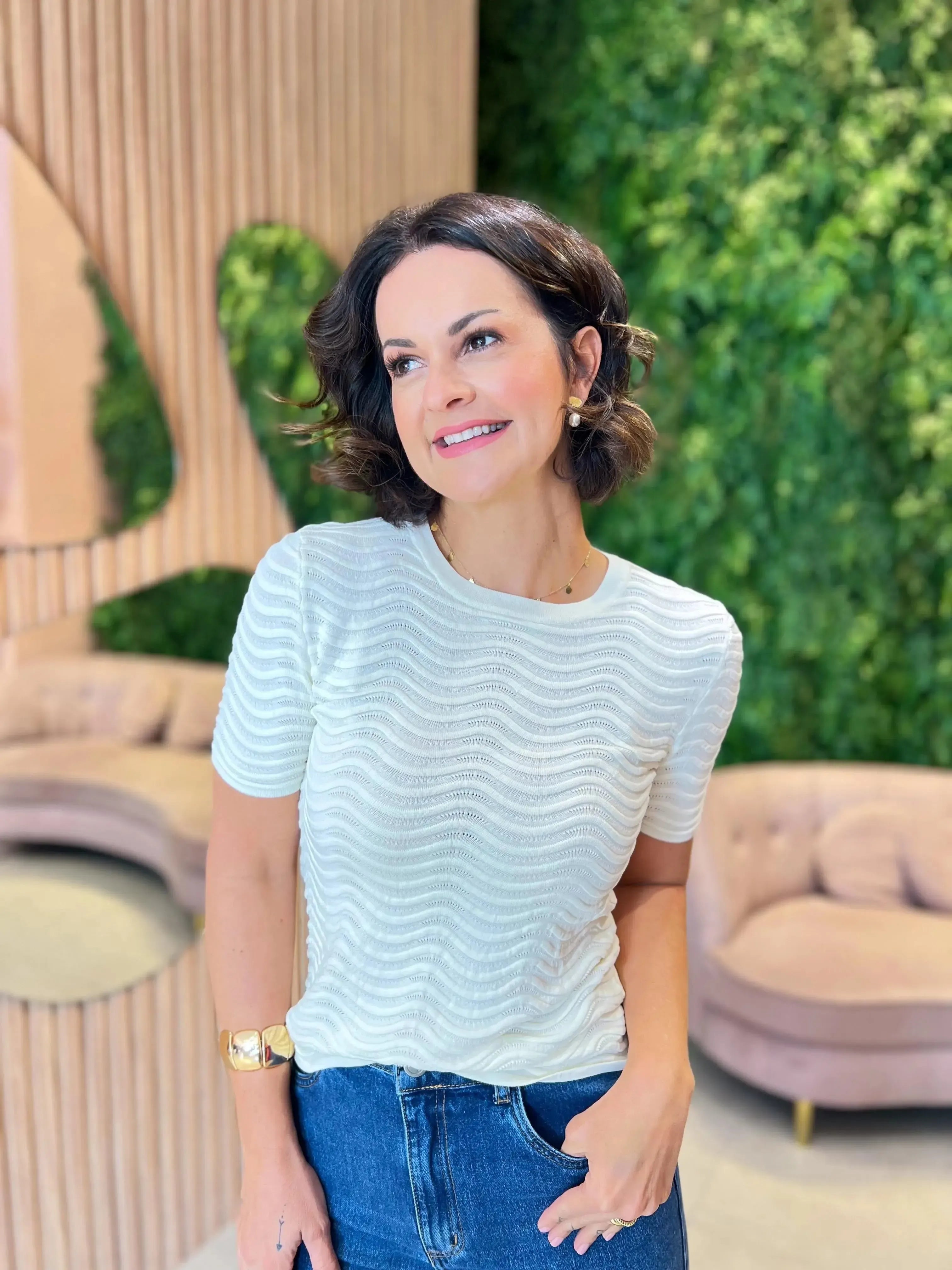 Blusa em Tricô Modal com Detalhe, Off White
