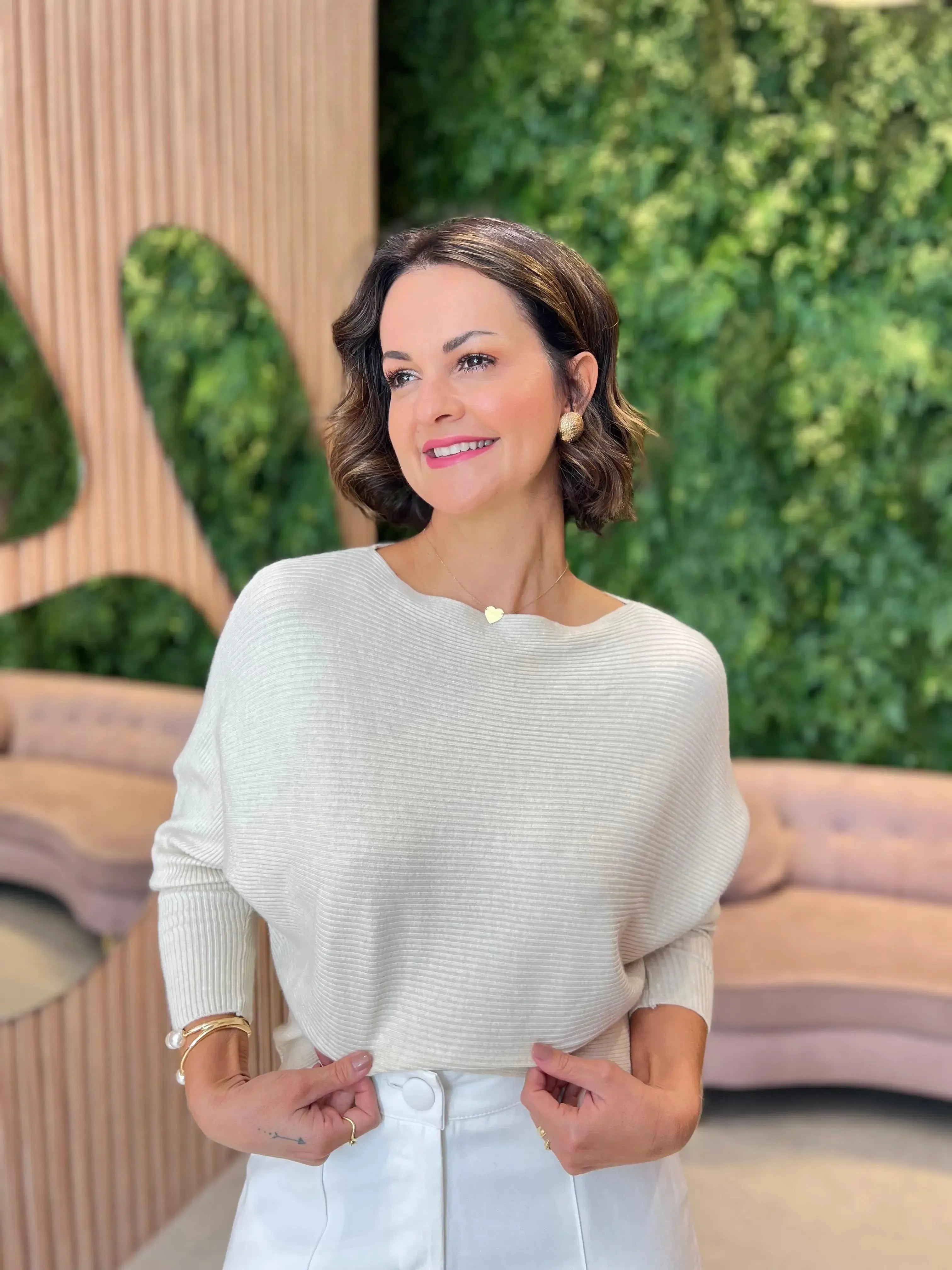 Blusa em tricot Modal Areia