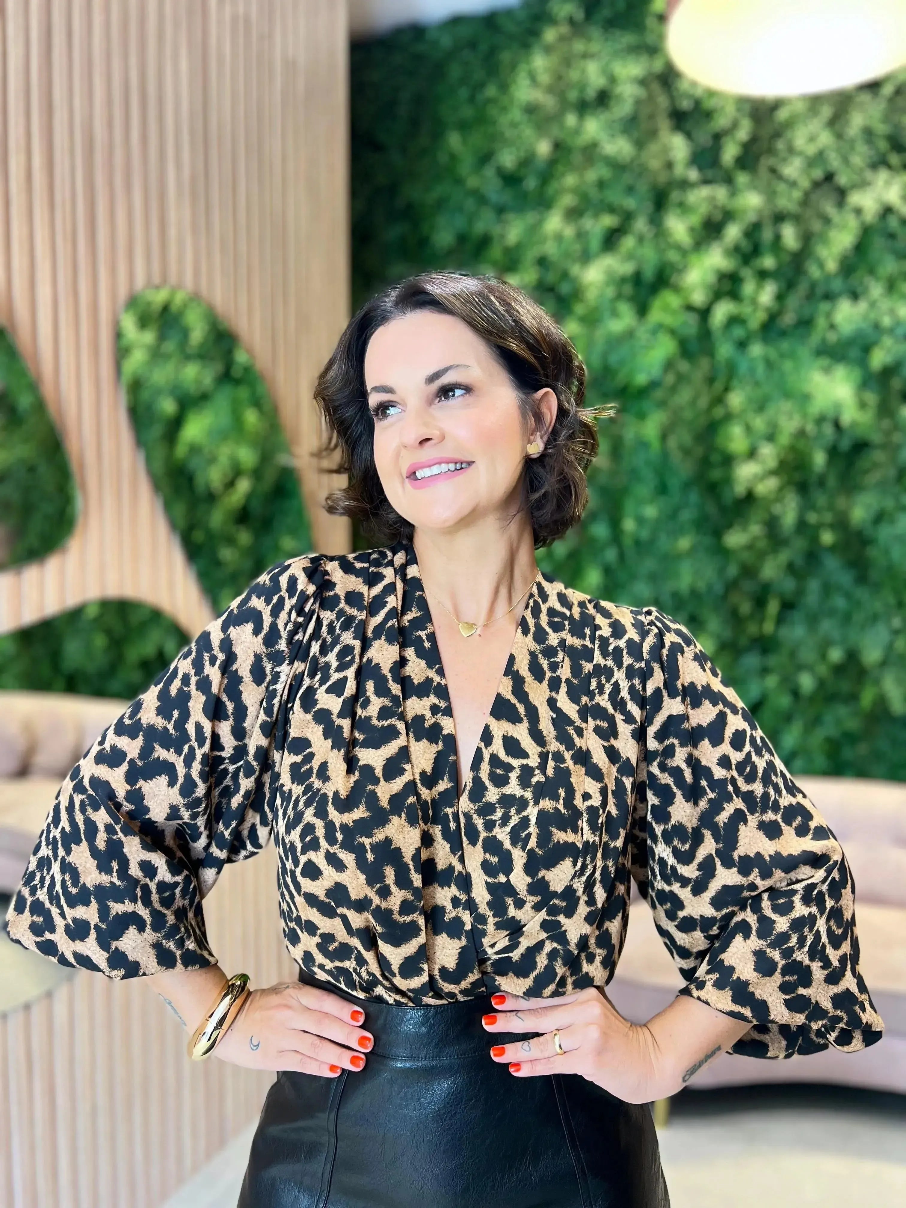 Body Decote V Animal Print