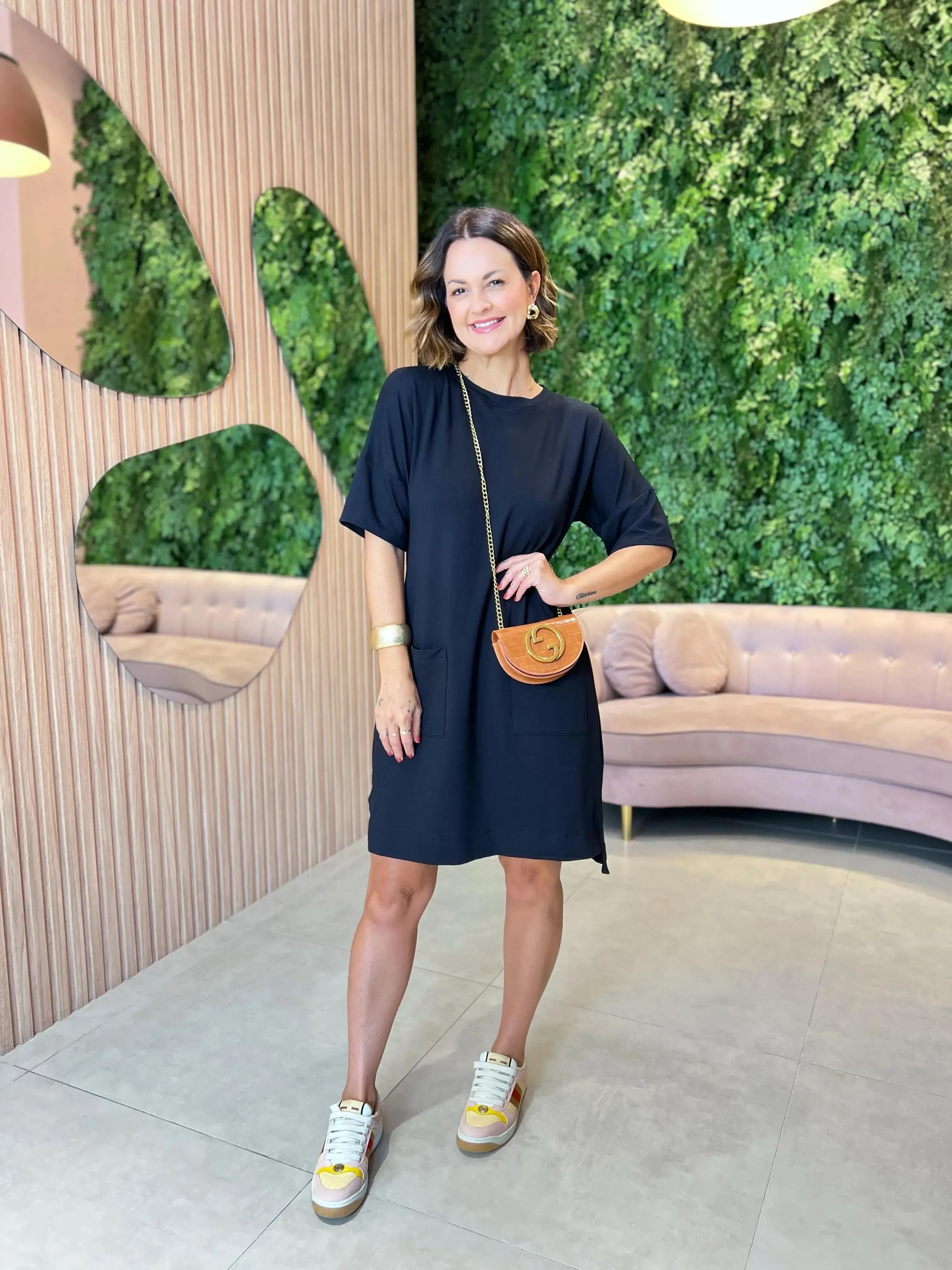 Vestido Em Moletinho com Bolso, Preto